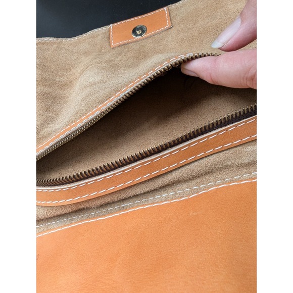 VTG Lt Brown Leather Satchel Bag Purse Mexico Shoulder Crossbody BOHO 12x10x5 - Picture 14 of 15